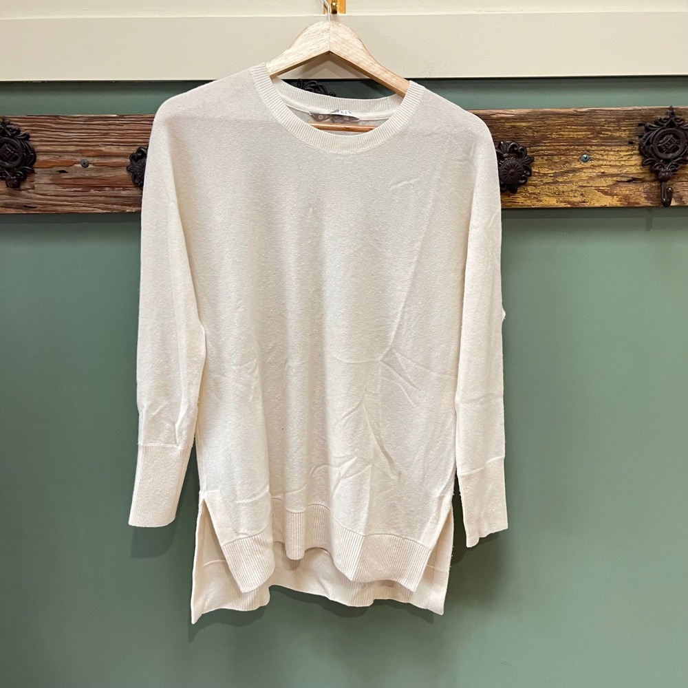 Athleta Wool Cashmere Blend Crew Neck Tunic Sweater Cream XS 209983-07